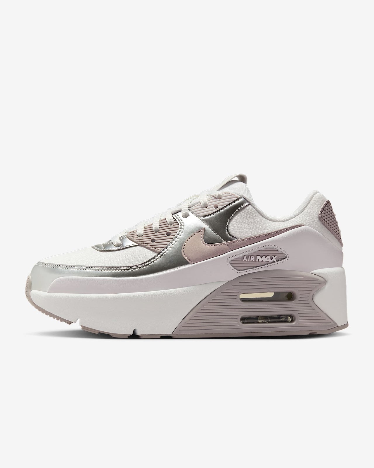 IB0170-101 Nike Air Max 90 LV8 Summit White Vast Grey Metallic (Women's)