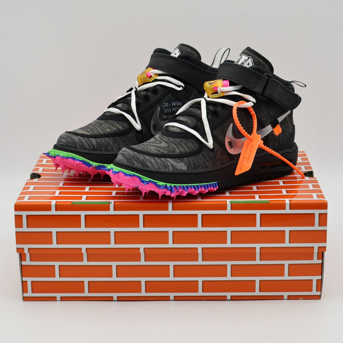 DO6290-001 Off-White Nike Air Force 1 Mid Black Clear Pink Orange Green (Men's)