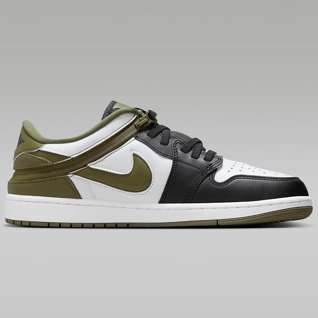 DM1206-102 Nike Air Jordan 1 Low FlyEase White Black Medium Olive (Men's)