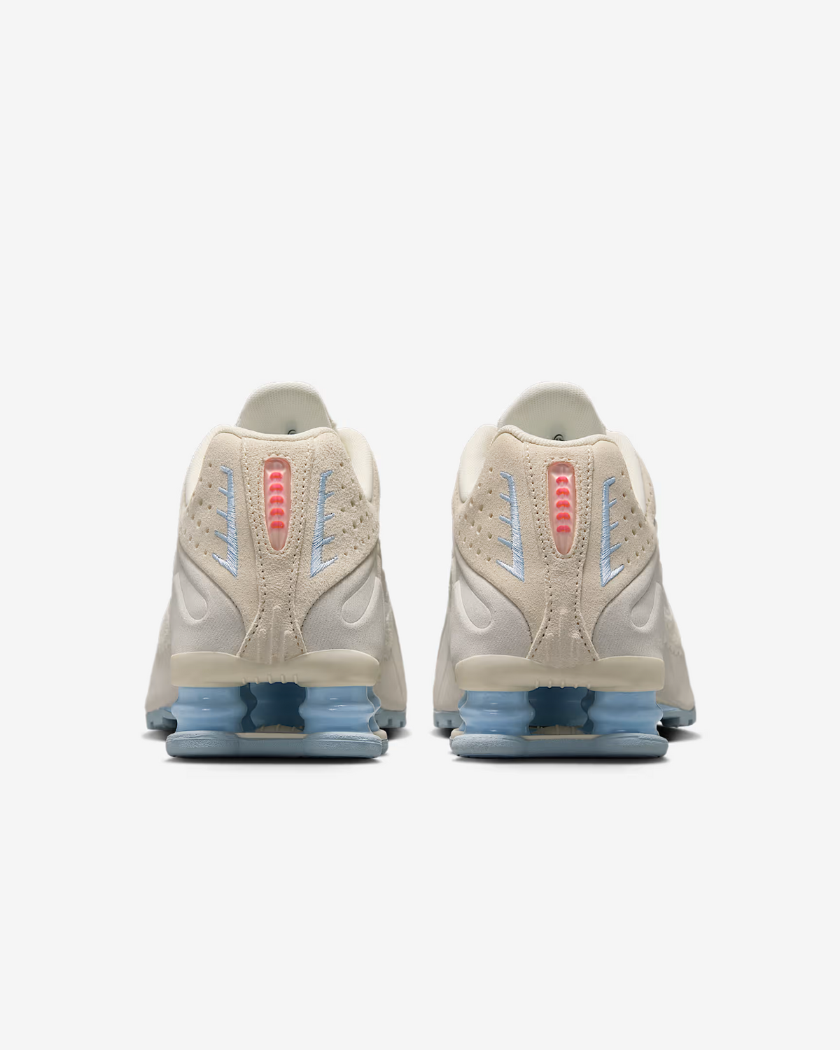 IH3572-110 Nike Shox R4 Pale Ivory Light Orewood Brown Celestine Blue (Women's)