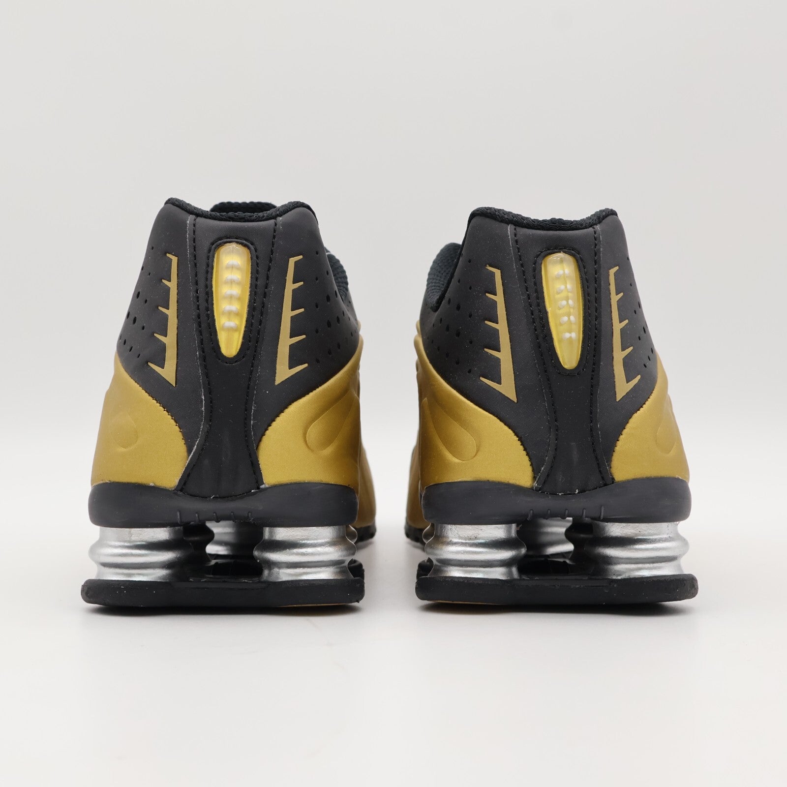 AR3565-005 Nike Shox R4 Black Metallic Gold Silver (Women's)