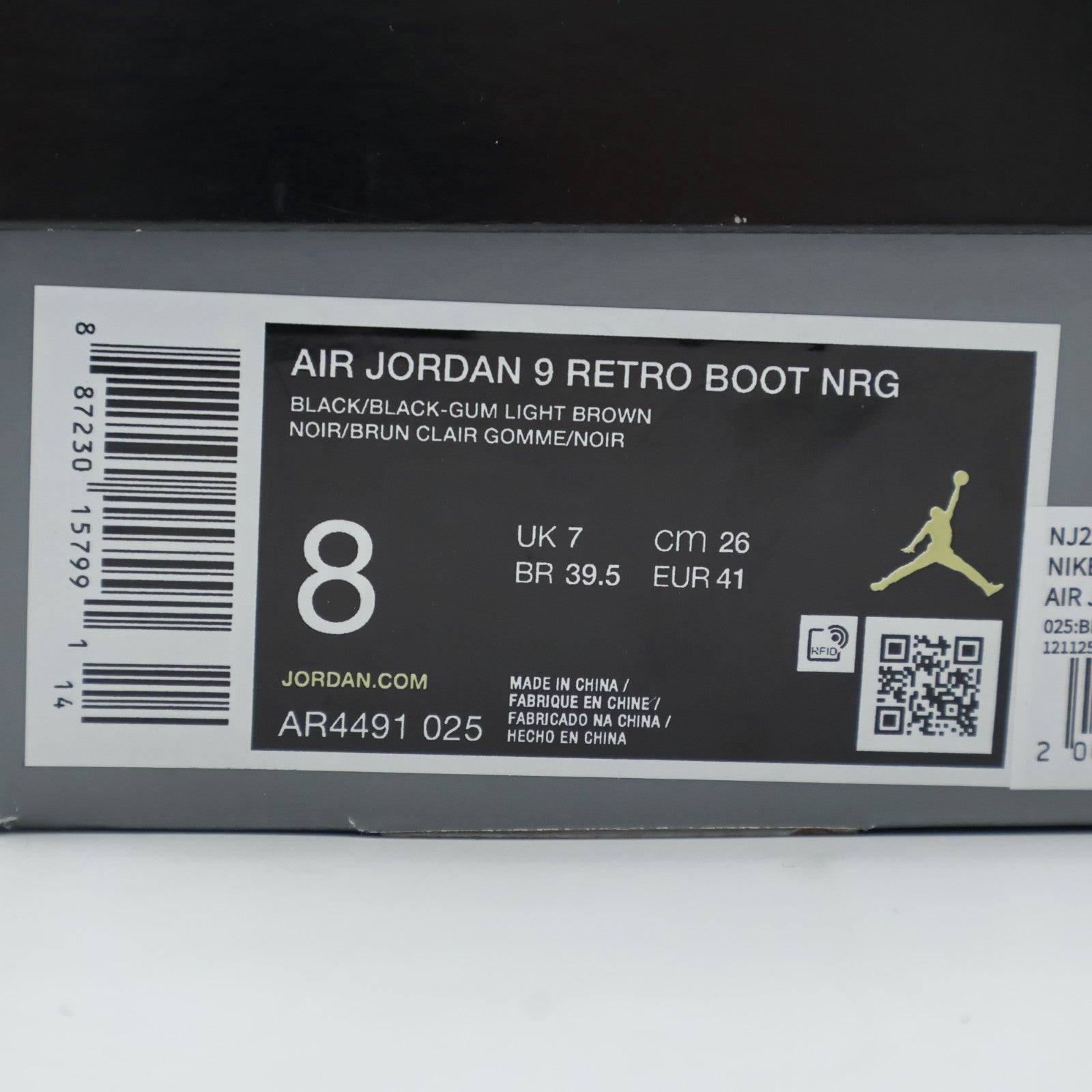 AR4491-025 Nike Air Jordan 9 Retro Boot Black Gum Light Brown (2025) (Men's)