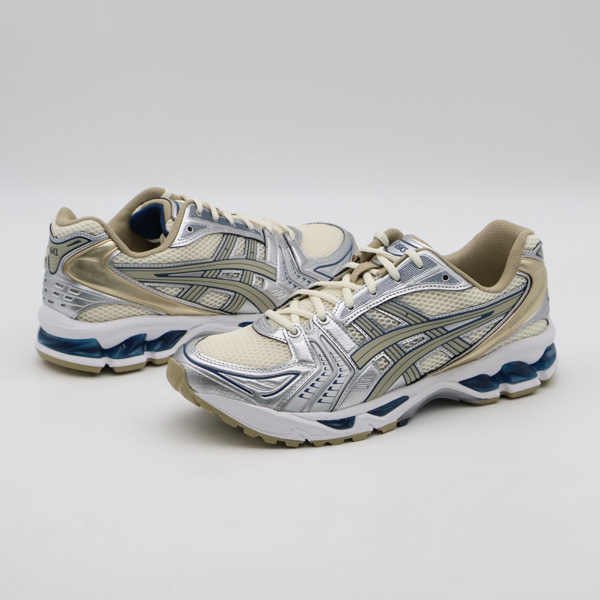 1201A019-105 Asics Gel-Kayano 14 Cream Pure Silver Champagne Blue White (Men's)