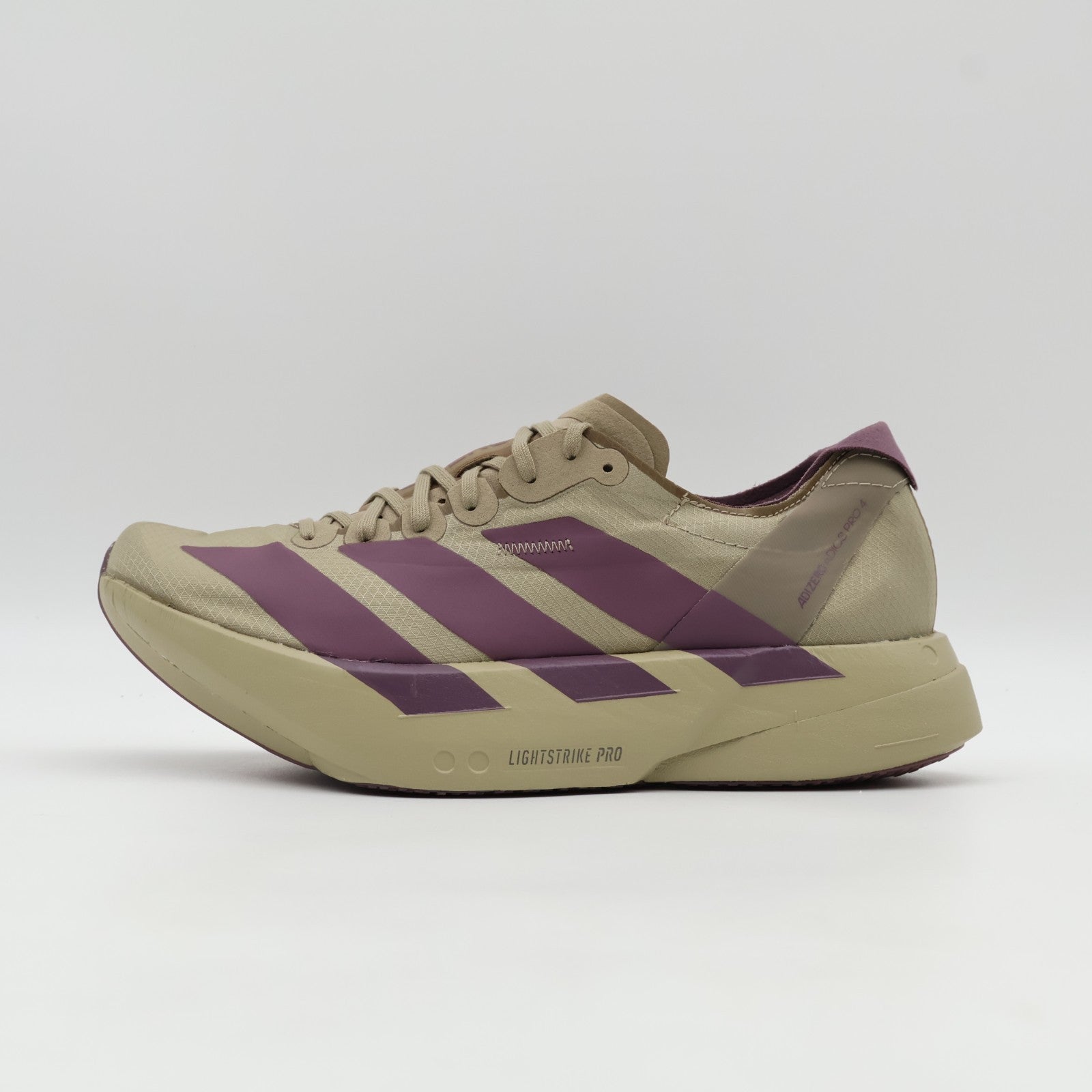 JP6997 adidas Adizero Adios Pro 4 Blanch Cargo Shadow Fig Iron Metallic (Men's)