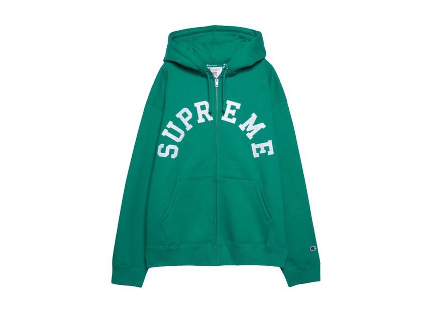 Supreme Champion Zip Up Hooded Sweatshirt Green