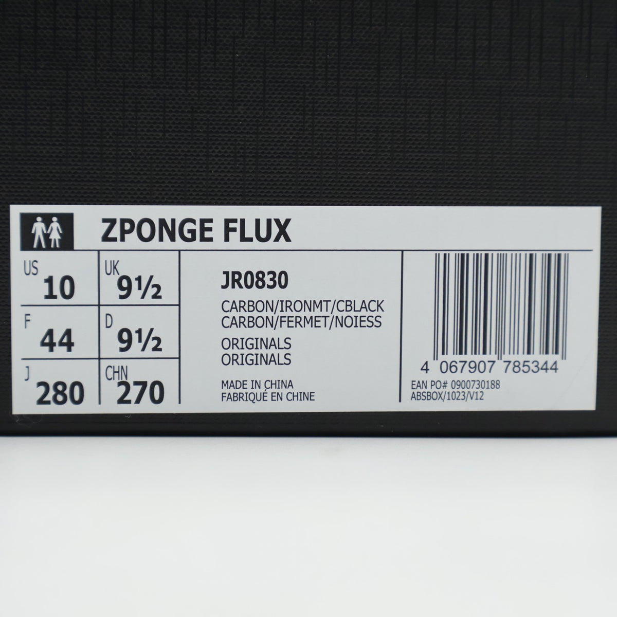JR0830 adidas Zponge Flux Carbon Iron Metallic Core Black (Men's)