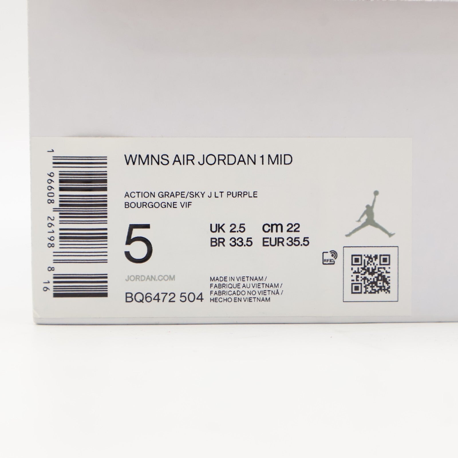 BQ6472-504 Nike Air Jordan 1 Mid Action Grape (Women's)