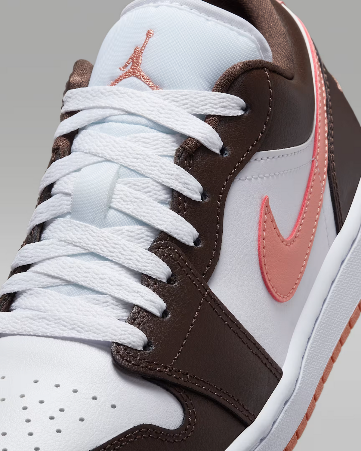 DC0774-182 Nike Air Jordan 1 Low Dark Brown White Pink (Women's)