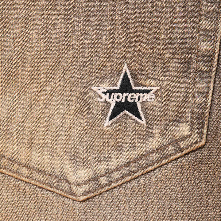 Supreme Distressed Loose Fit Selvedge Jean Washed Grey