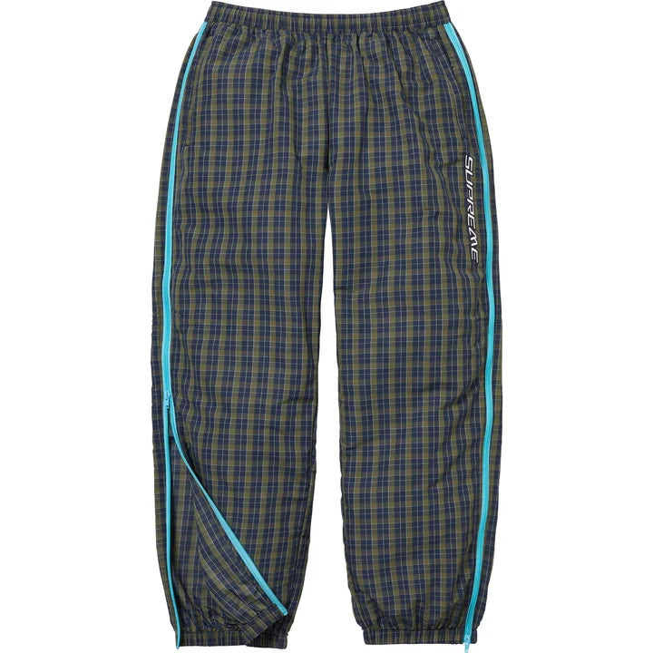 Supreme Plaid Warm Up Pant Navy