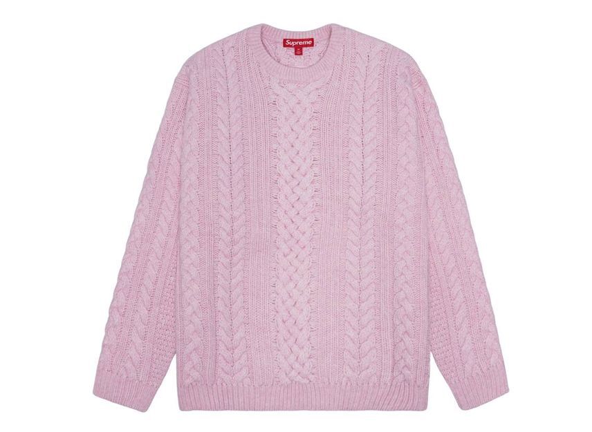 Supreme Applique Cable Knit Sweater Pink