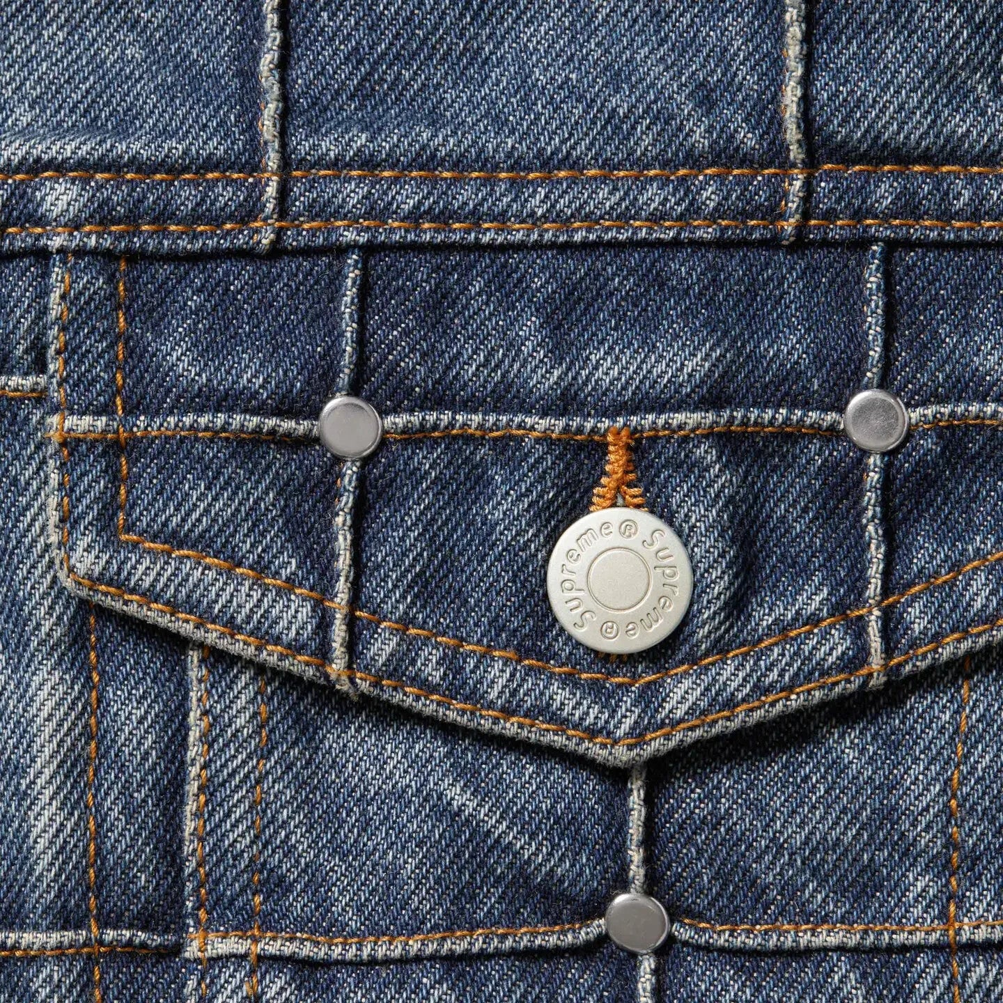 Supreme Studded Seam Denim Trucker Jacket Blue