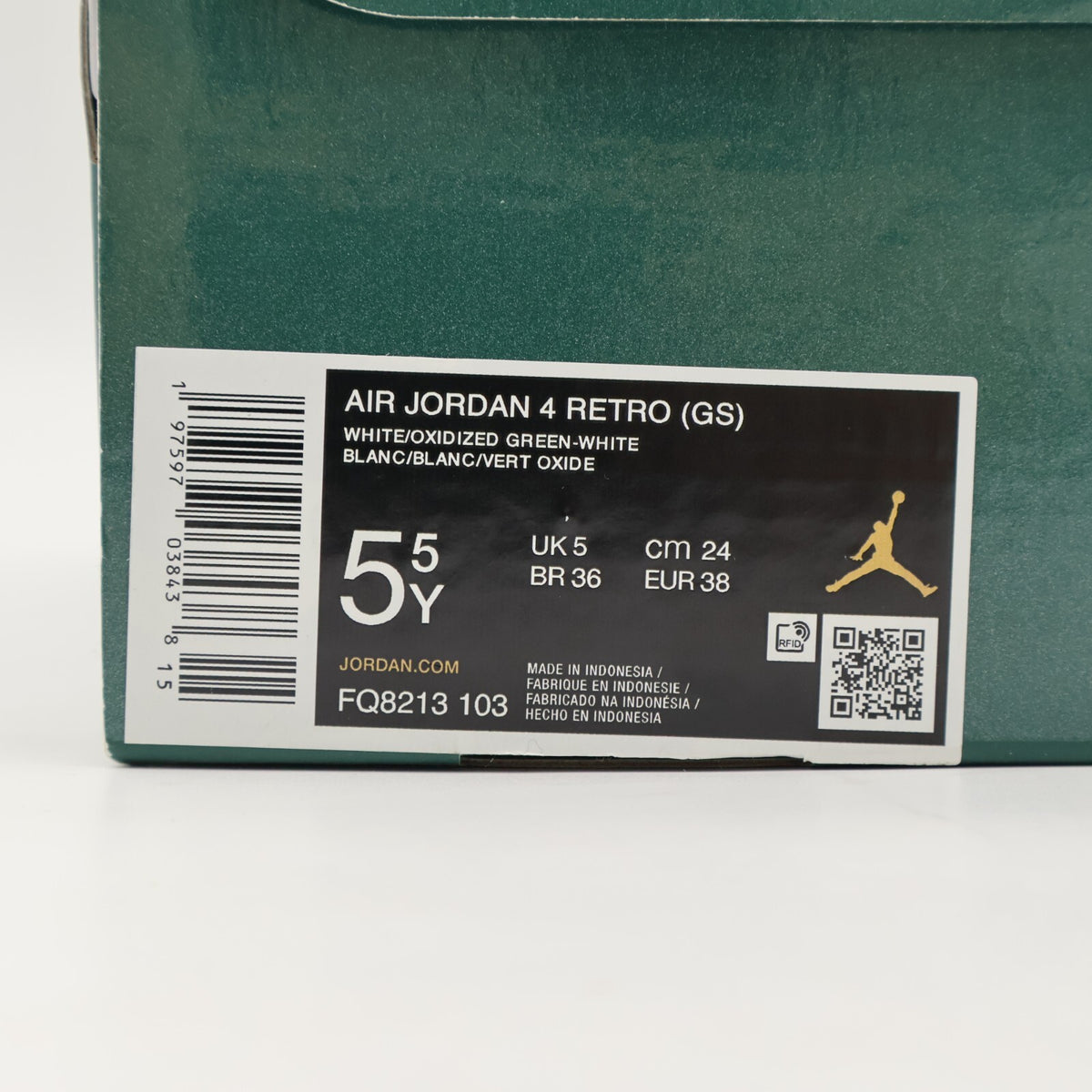 FQ8213-103 Nike GS Air Jordan 4 Retro Oxidized Green