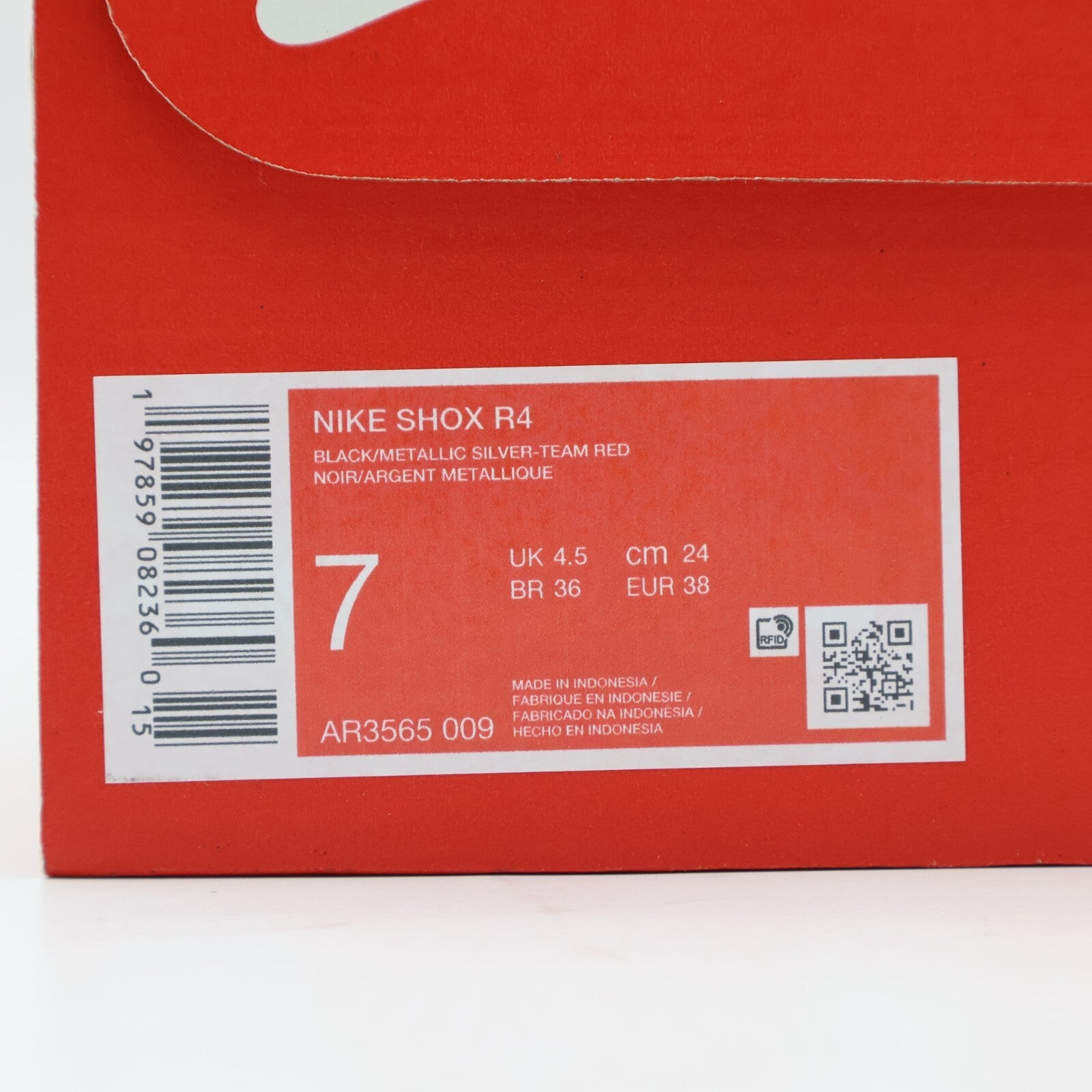AR3565-009 Nike Shox R4 Black Metallic Silver Team Red (Women's)