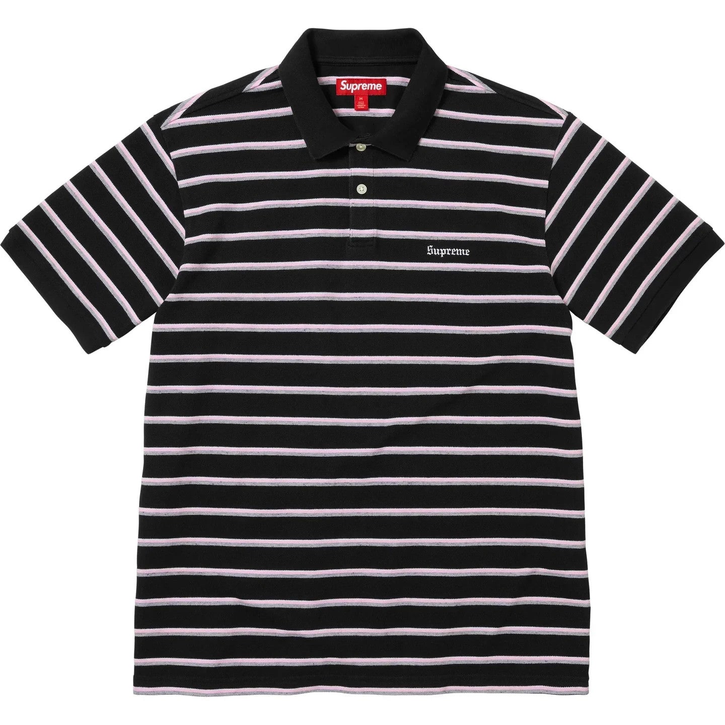 Supreme Washed Stripe Polo Black