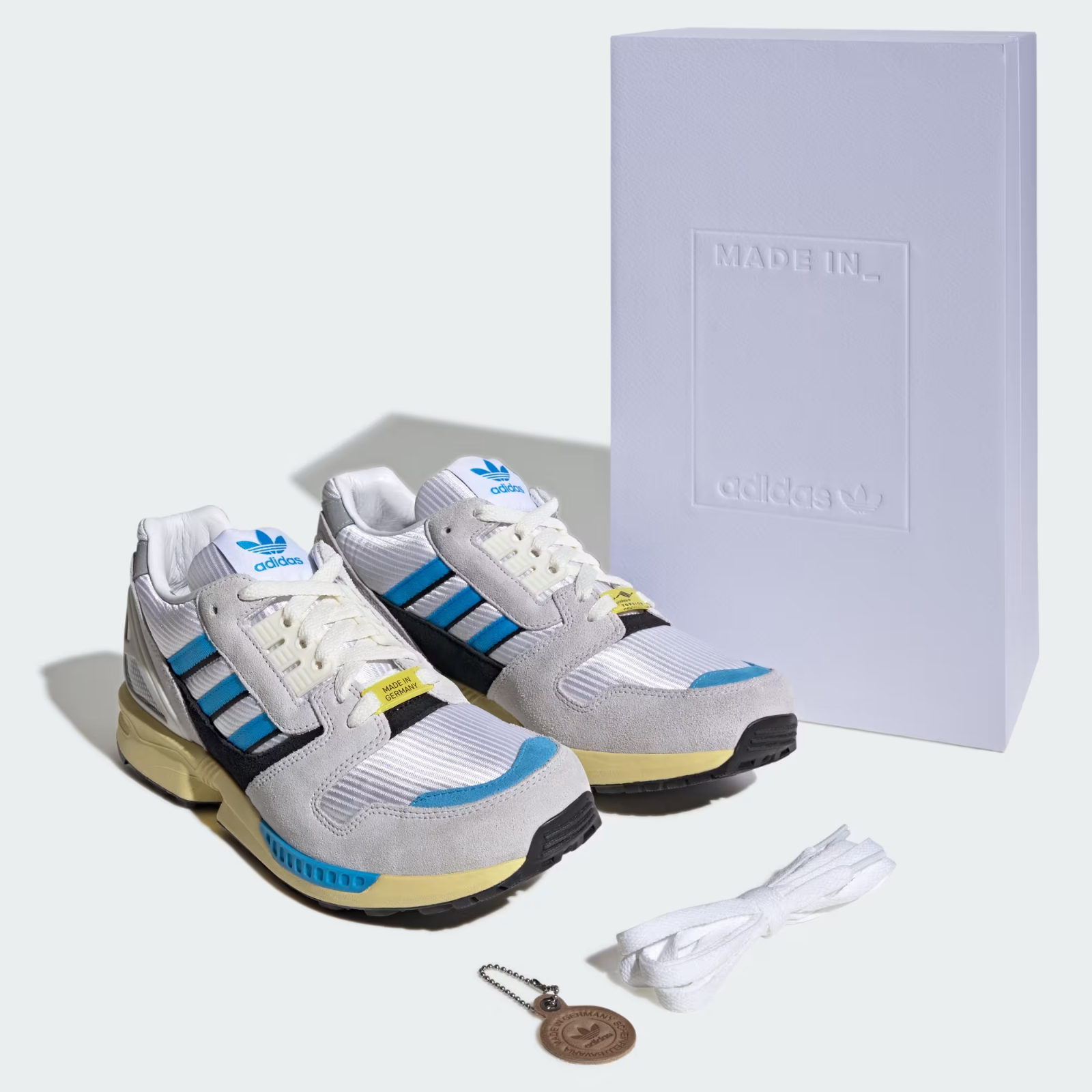 JR4609 adidas ZX 8000 MIG "Cloud White/Lucid Aquamarine/Powder Yellow" (Men's)