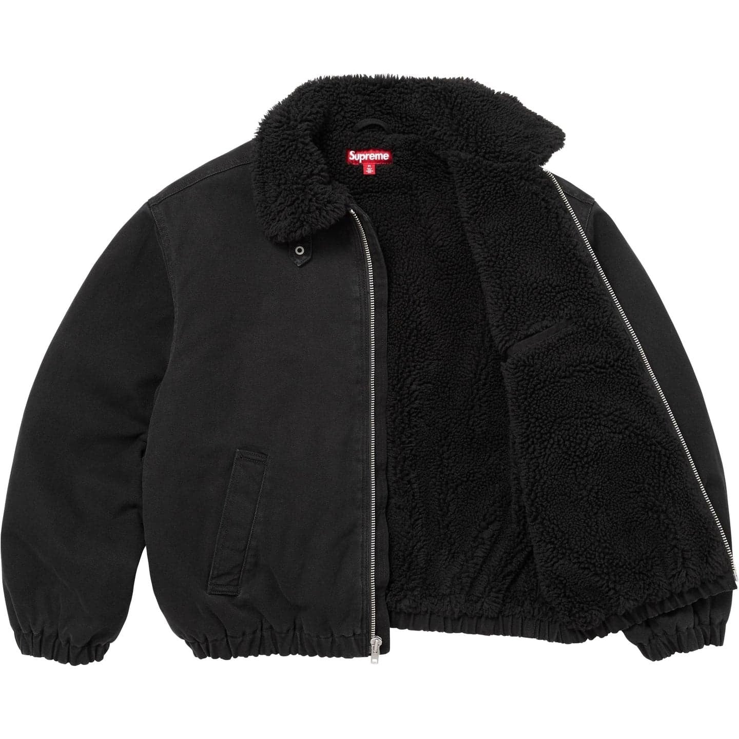 Supreme Faux Shearling Lined Bomber Jacket Black