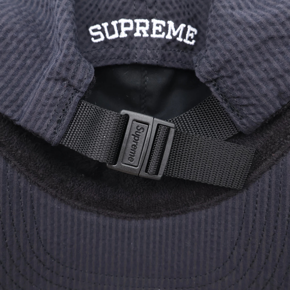Supreme Seersucker S Logo 6-Panel Black