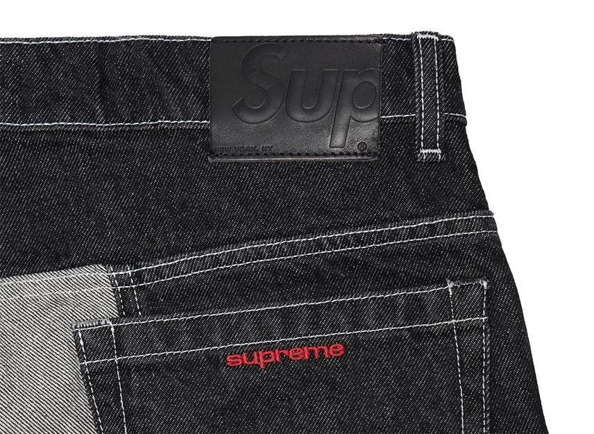 Supreme 2-Tone Paneled Baggy Jean Black