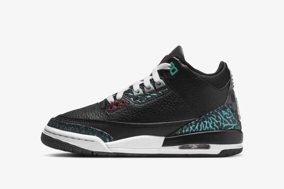 FV5437-001 Nike GS Air Jordan 3 Retro Black and Hyper Jade