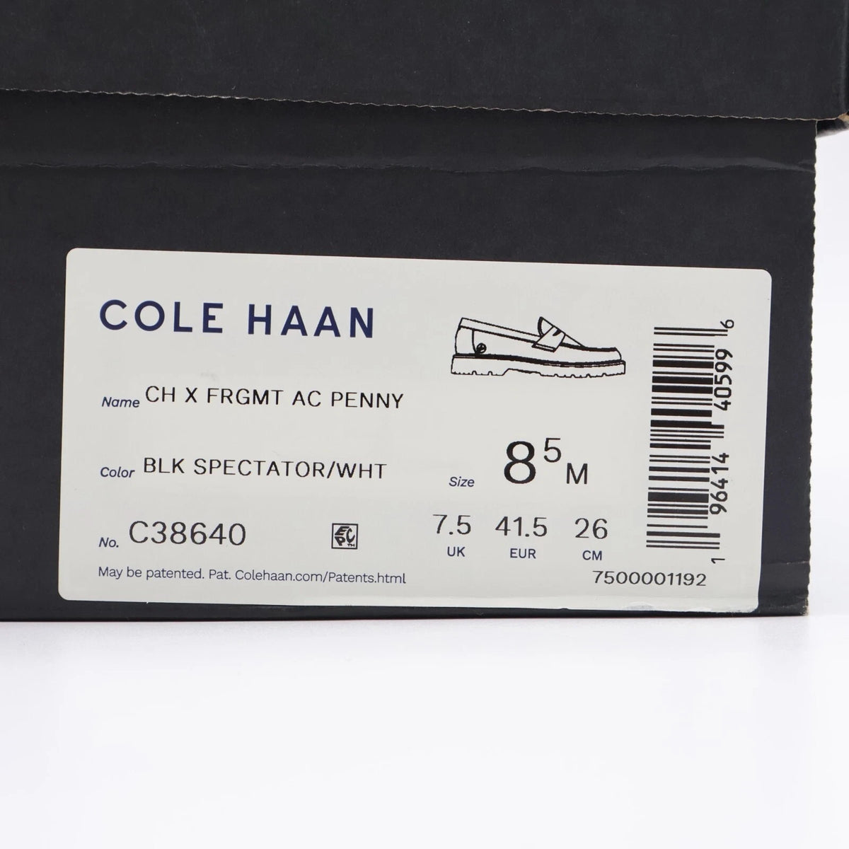 C38640 Fragment COLE HAAN American Classics Penny Loafer White Black (Men's)
