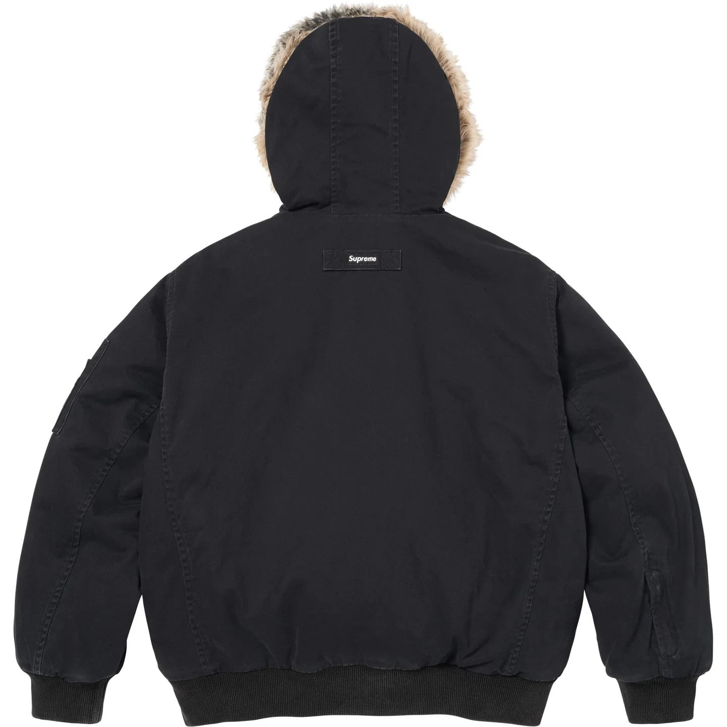 Supreme Reversible Faux Fur Hooded Work Jacket Black