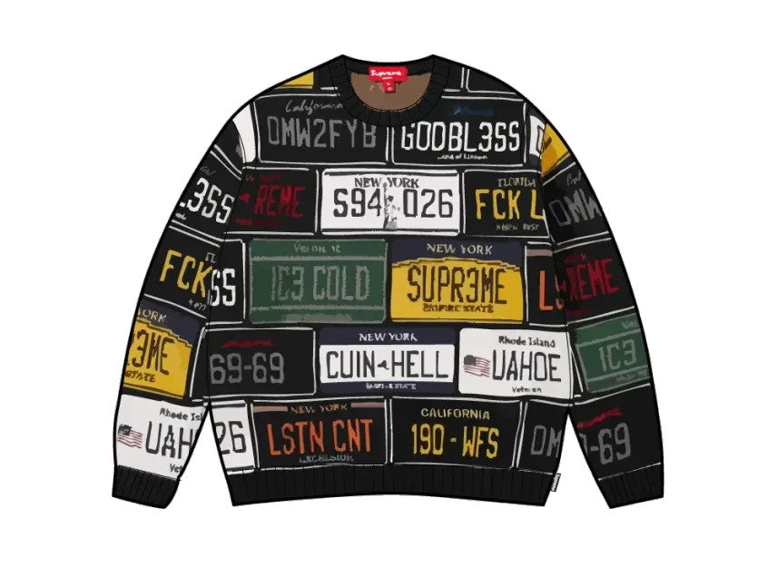 Supreme License Plate Sweater "Black"