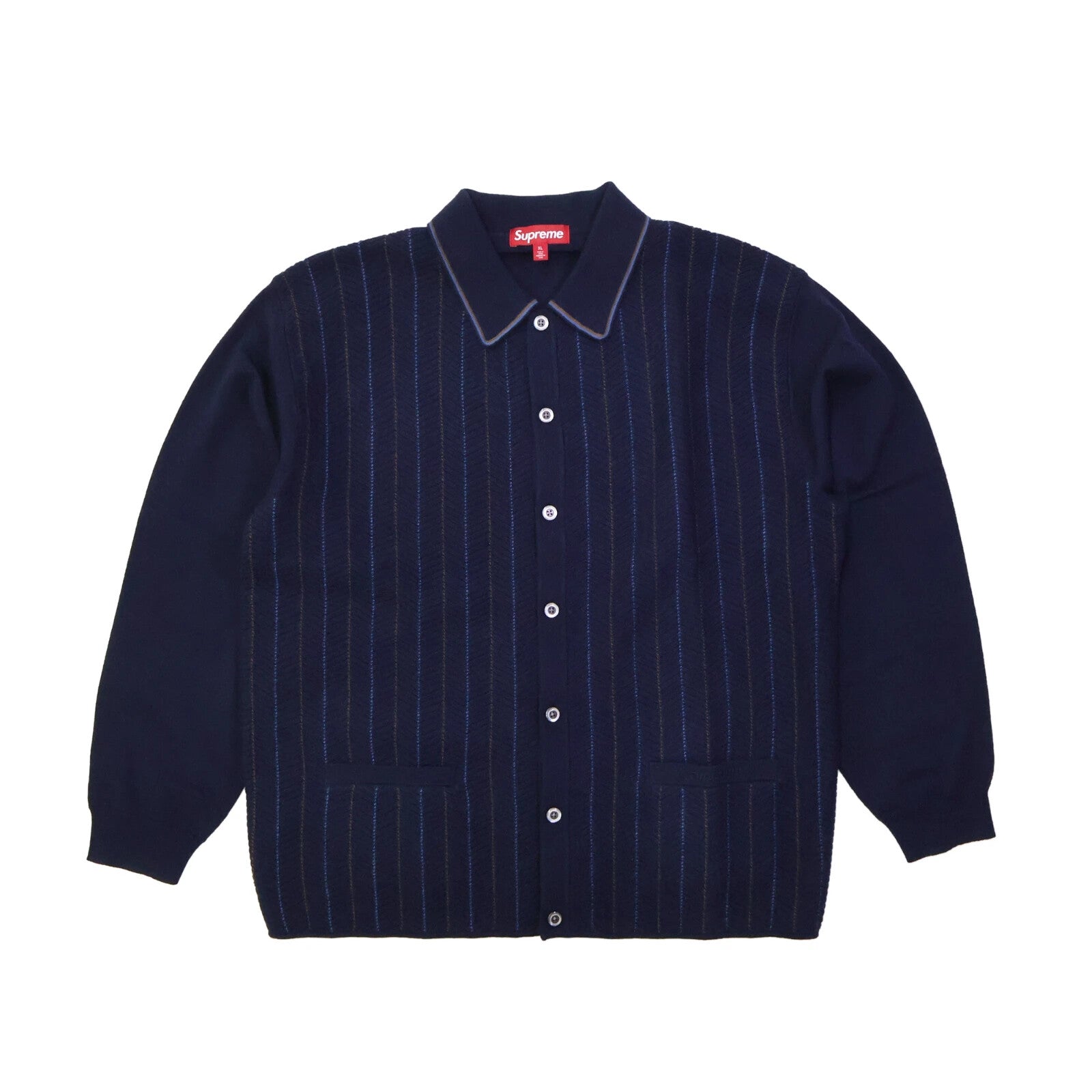 Supreme Herringbone Cardigan Navy