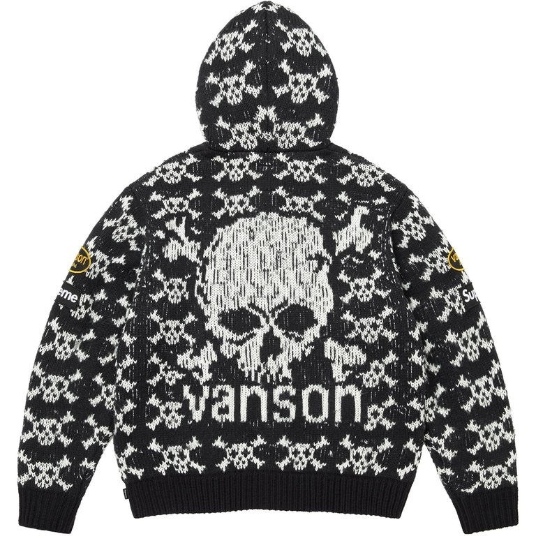 Supreme x Vanson Leathers Skull Zip Up Hooded Sweater Black