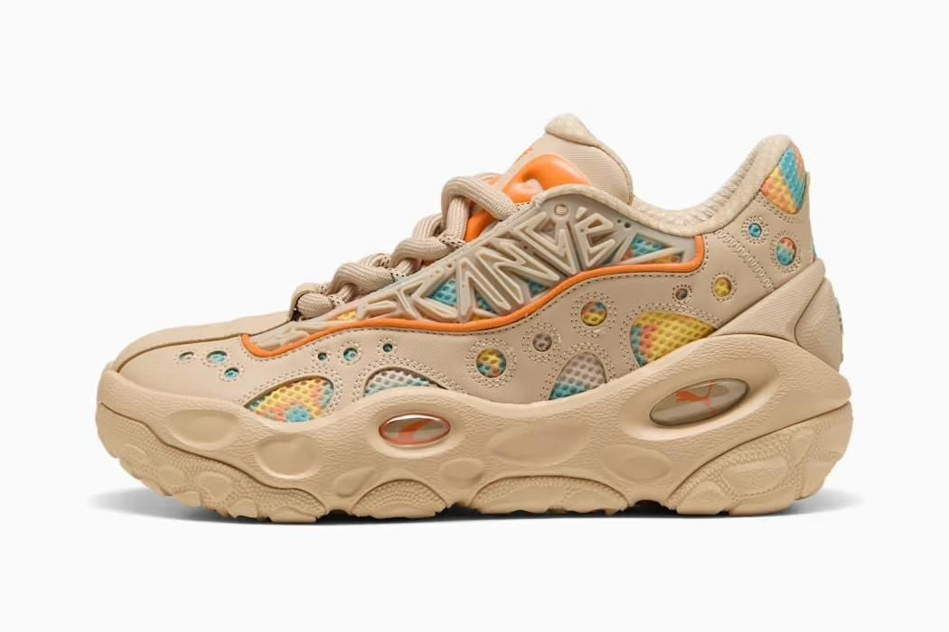312165-01 LaMelo Ball Ã Puma La France RNR Light Sand Orange Glo Aquatic (Men's)