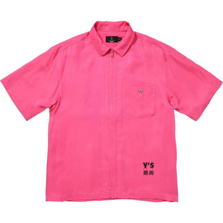 Supreme Y's by Yohji Yamamoto Silk Zip Up S/S Shirt Fuchsia