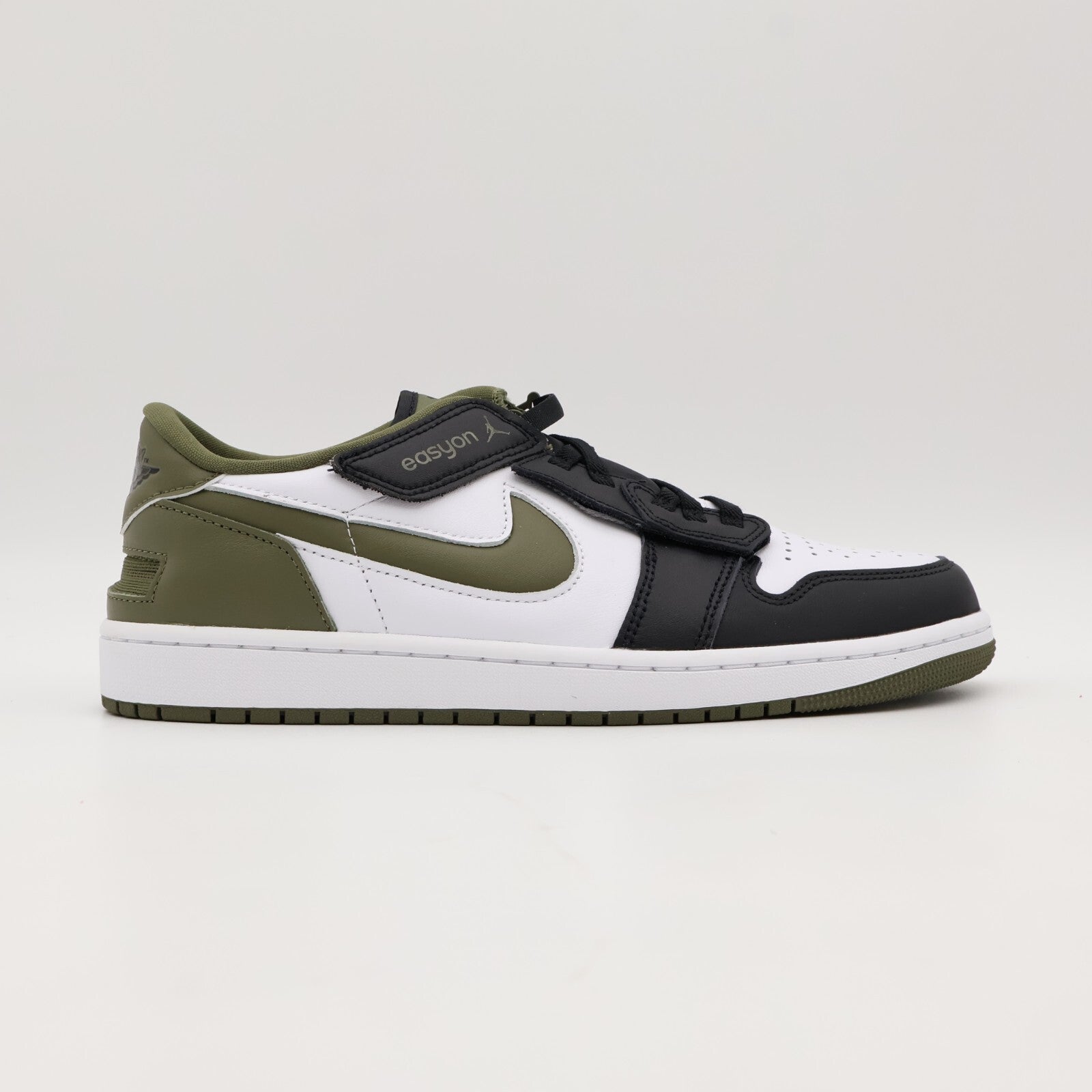 DM1206-102 Nike Air Jordan 1 Low FlyEase White Black Medium Olive (Men's)