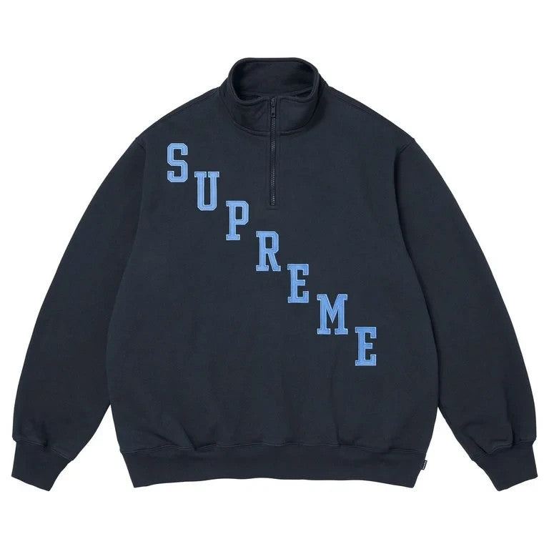 Supreme Slant Applique Half Zip Pullover Navy