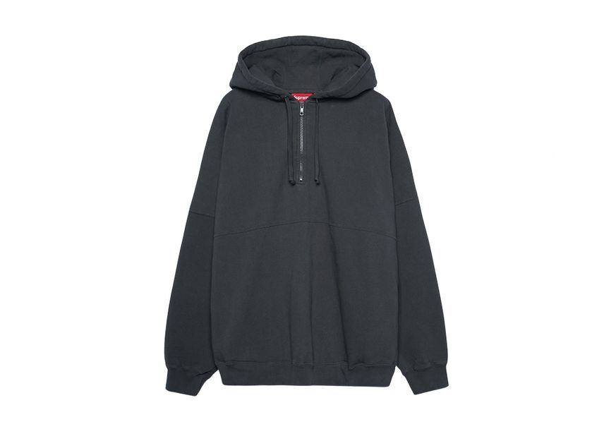 Supreme Wrapped Half Zip Hooded Sweatshirt Washed Black