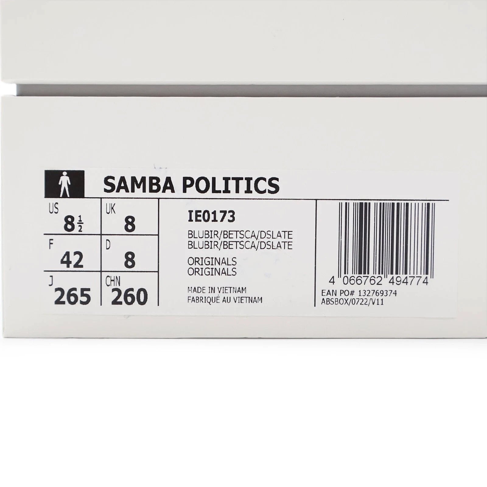 IE0173 Sneaker Politics adidas Originals Consortium Samba Blue Bird (Men's)