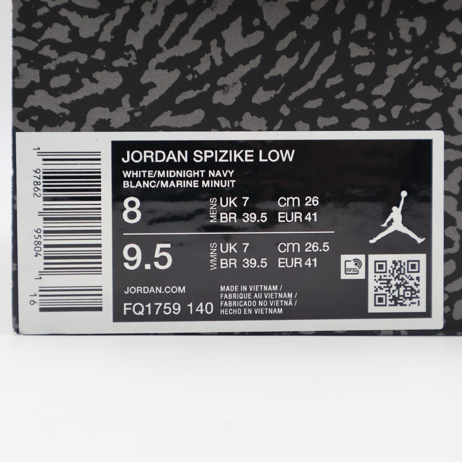 FQ1759-140 Nike Jordan Spizike Low White Midnight Navy Cement Grey (Men's)