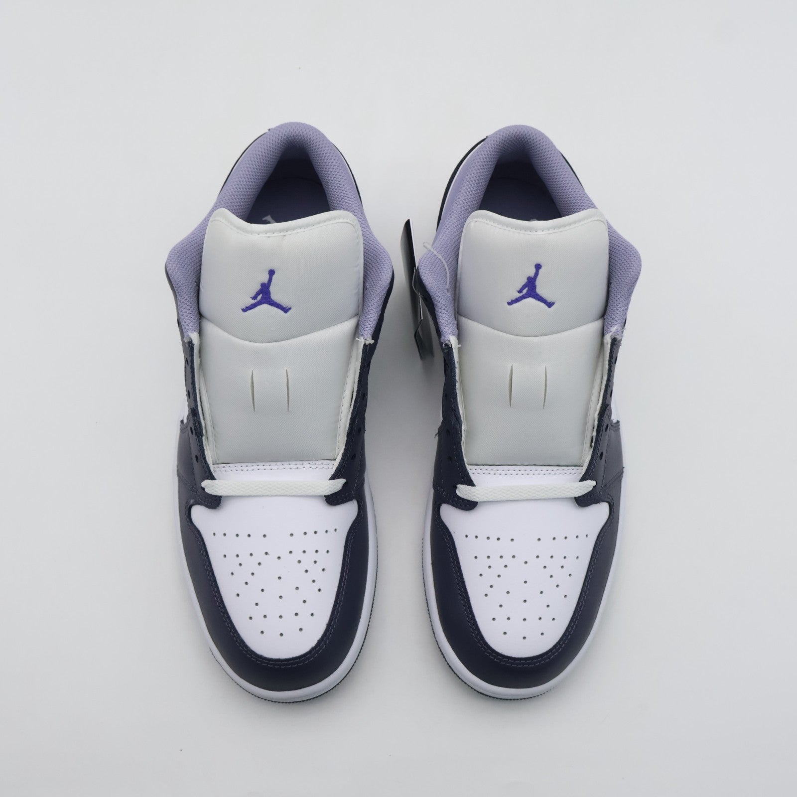 553558-145 Nike Air Jordan 1 Low White Dark Blue Grey Purple Comet Indigo (Men's