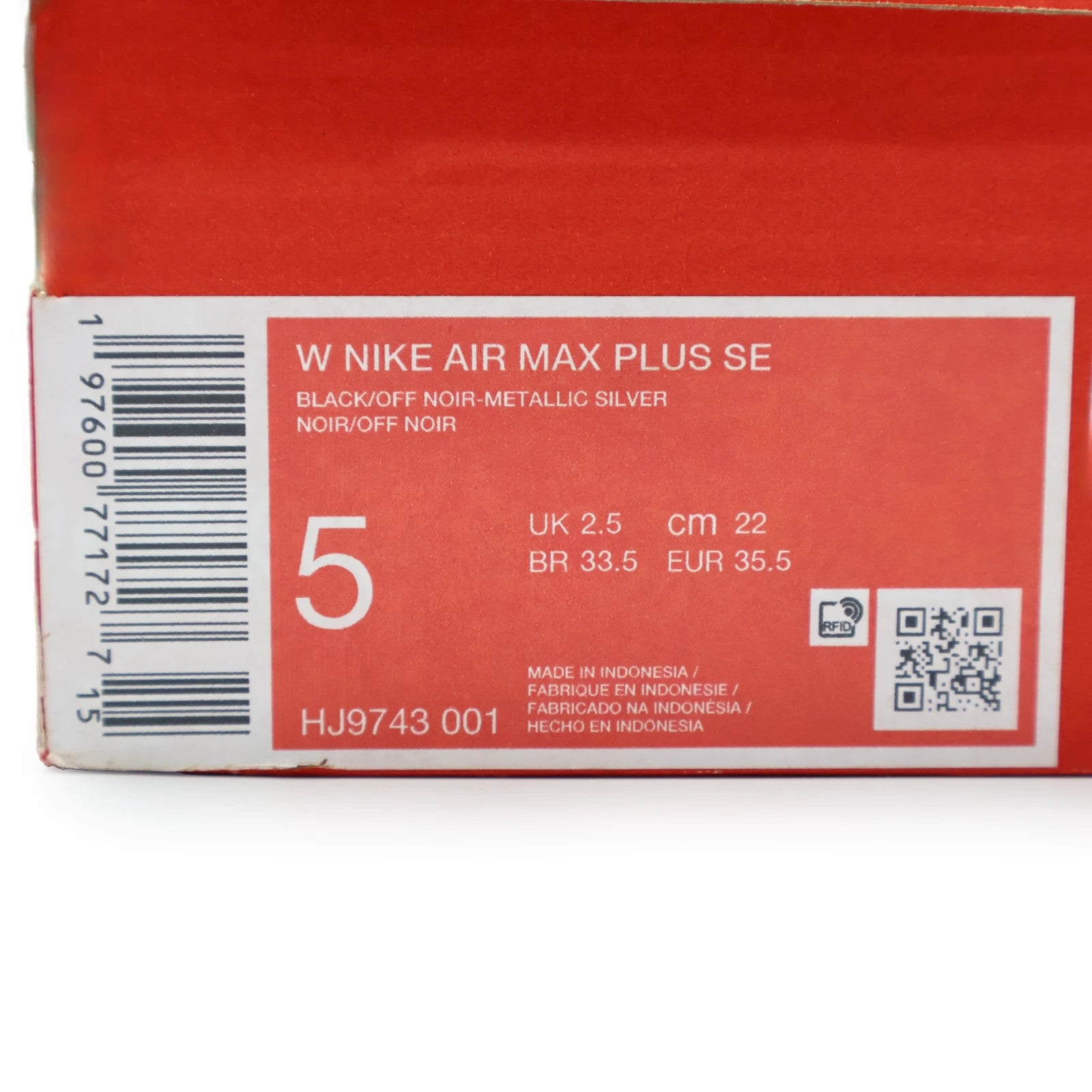 HJ9743-001 Nike Air Max Plus SE Black Metallic Silver Laser Crimson Off (Women's