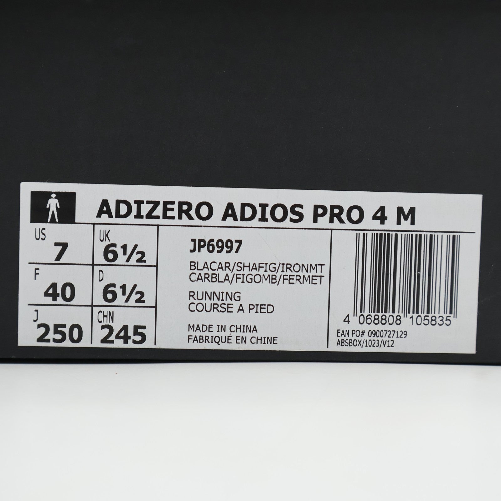 JP6997 adidas Adizero Adios Pro 4 Blanch Cargo Shadow Fig Iron Metallic (Men's)