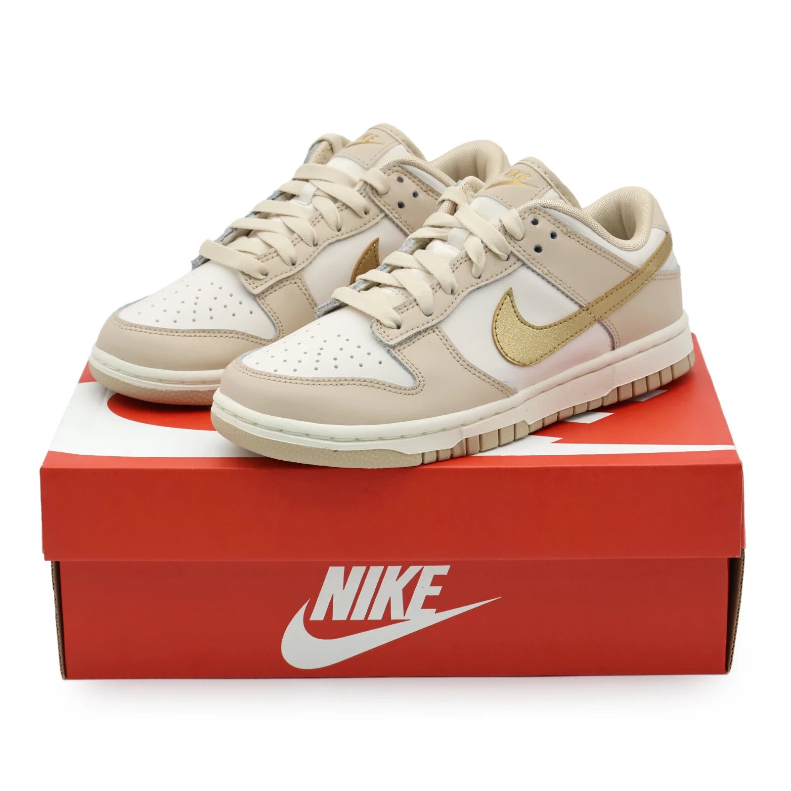 DX5930-001 Nike Dunk Low Phantom Metallic Gold Swoosh Sail Sanddrift (Women's)