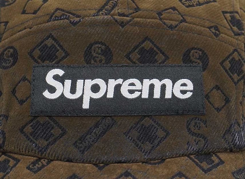 Supreme Flocked Denim Camp Cap Black