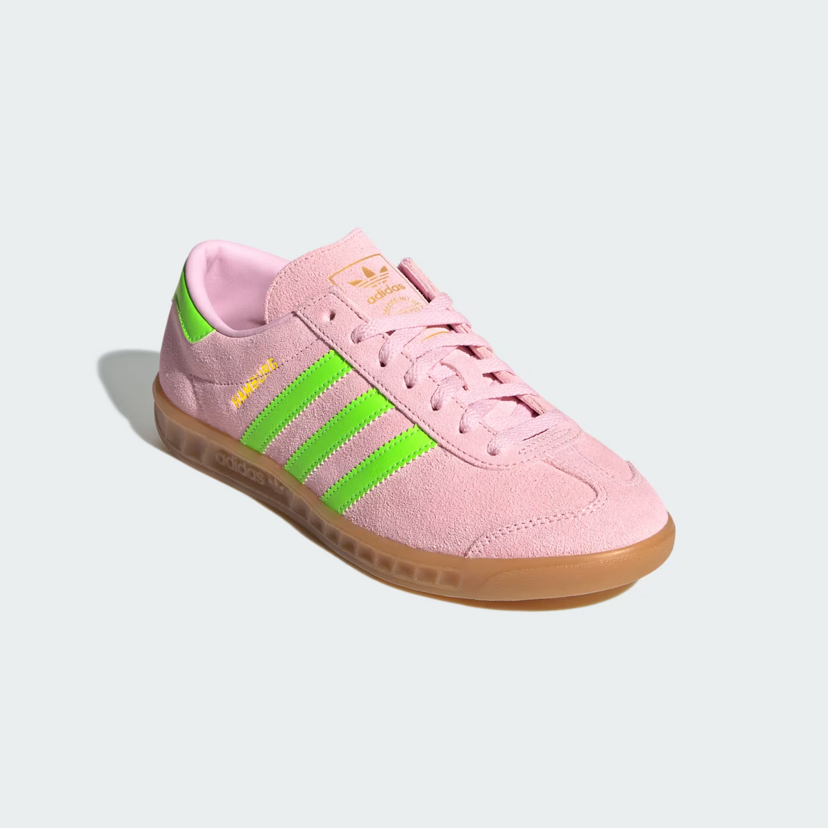 JS0683 adidas Originals Hamburg Clear Pink Solar Green Gold Metallic (Women's)