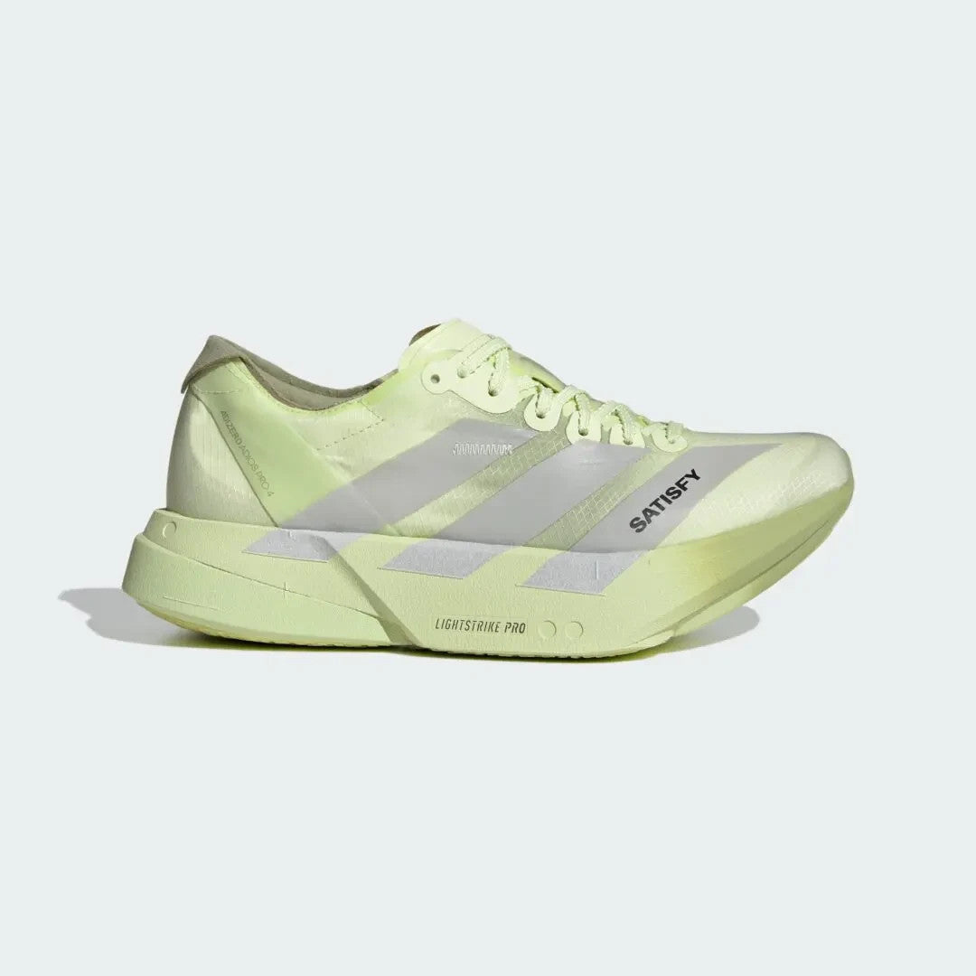 KH8441 Satisfy Ã adidas Adizero Adios Pro 4 "Tent Green/Matte Silver"