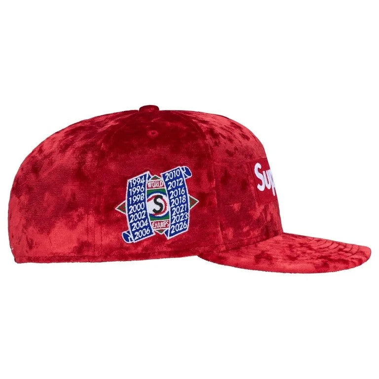 Supreme Crushed Velvet Box Logo New Era Red