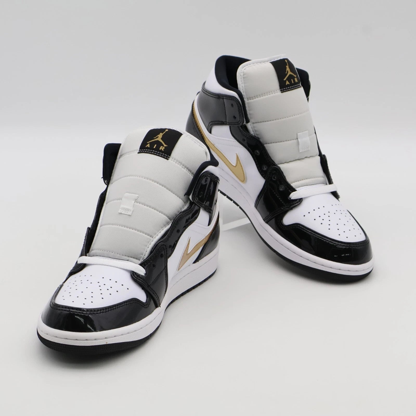 Size 11 - 852542-007 Jordan 1 Mid SE Patent Black Gold (Men's)