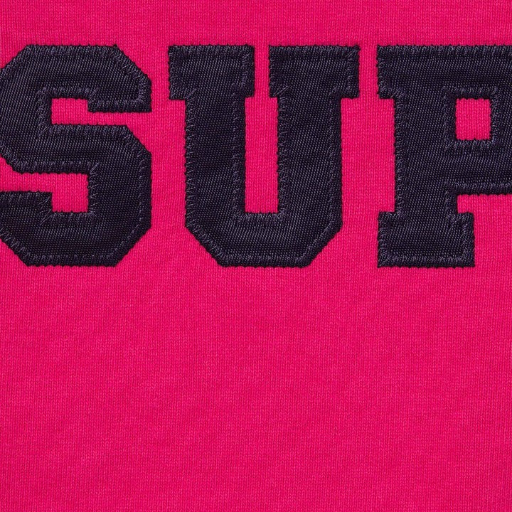 Supreme Collegiate Applique Zip Up Hooded Sweatshirt Fuchsia