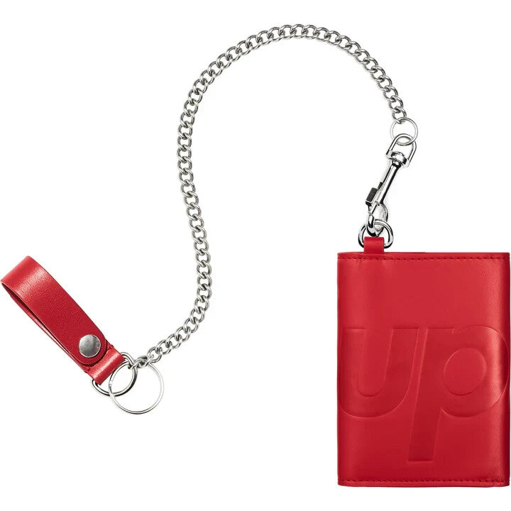Supreme Leather Chain Wallet Red