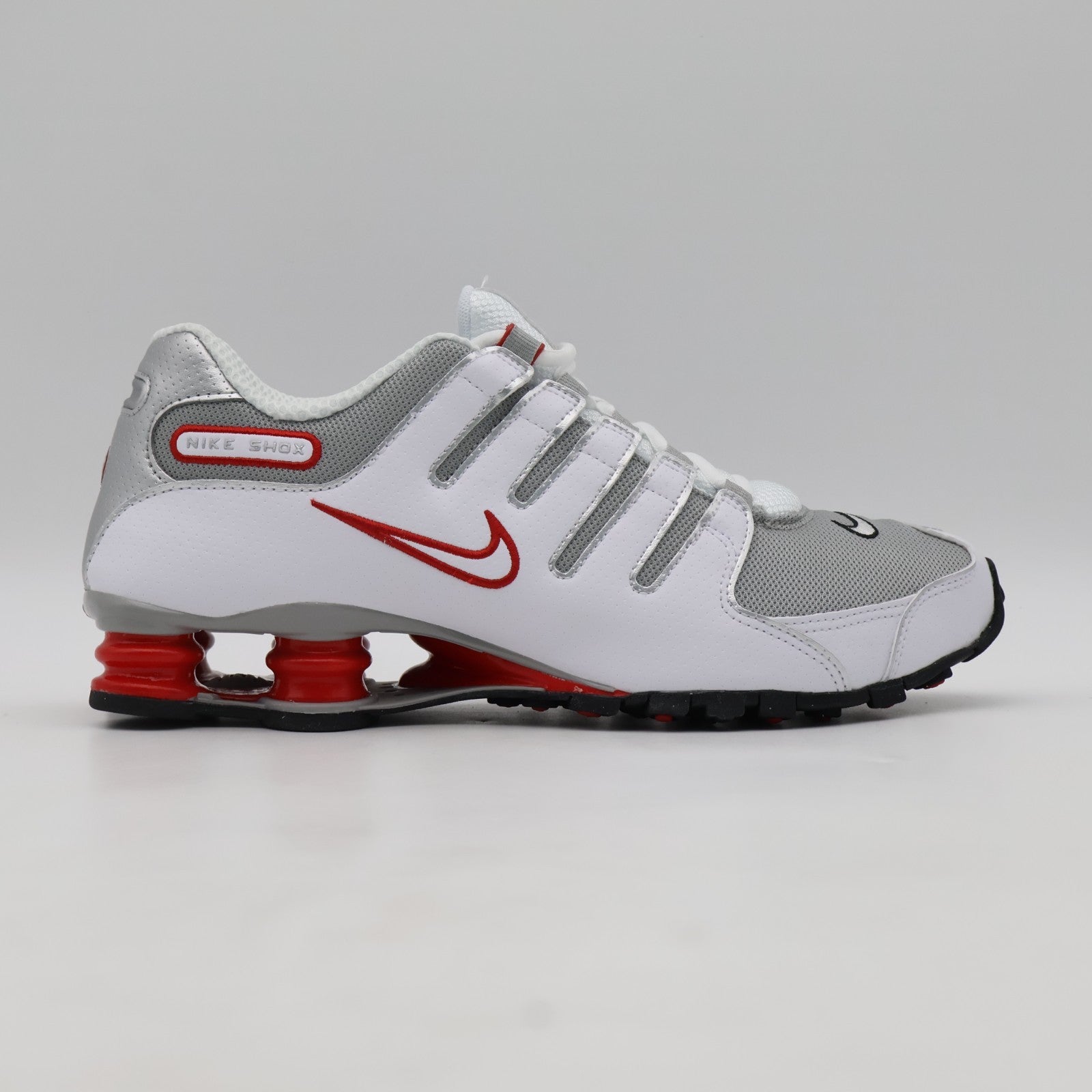 378341-104 Nike Shox NZ Shoes White  Sport Red  Cool Grey  (Menâs)