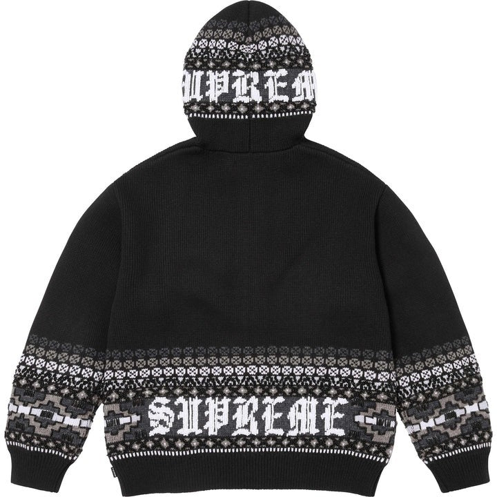 Supreme Beaded Zip Up Hooded Sweater Black