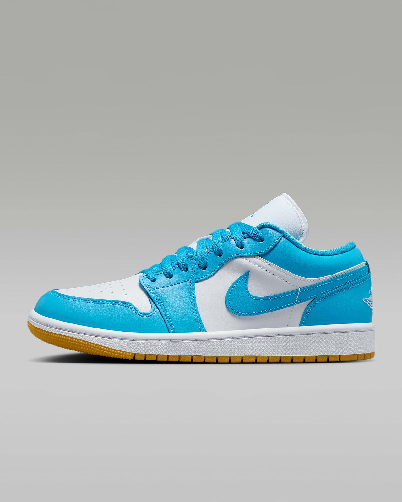 DC0774-104 Nike Air Jordan 1 Low White Gum Light Brown Dark Powder Blue (Women's